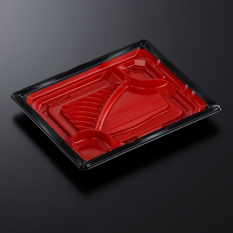 中央化学 弁当容器 CTいろは 本体 23-19C 赤黒-BK 50枚/袋(ご注文単位12袋)【直送品】