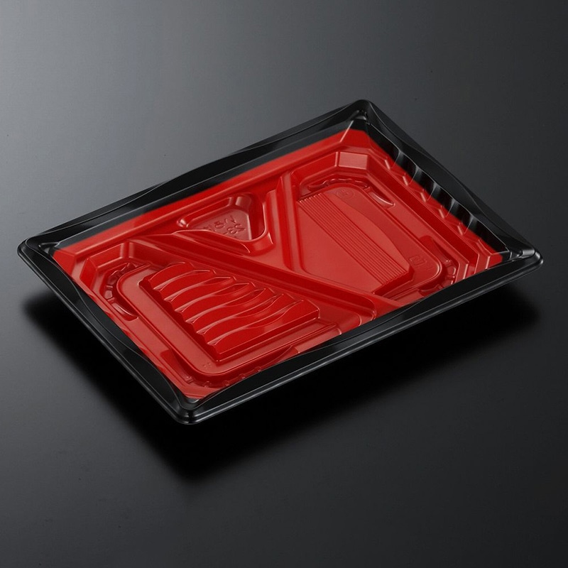 中央化学 弁当容器 CTいろは 本体 23-17L 赤黒-BK 50枚/袋（ご注文単位16袋）【直送品】