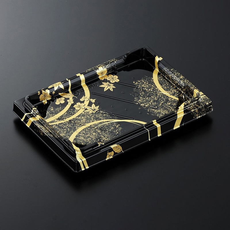 中央化学 寿司容器 HSはこ折り 本体 8-2 松月BK-BK 50枚/袋（ご注文単位12袋）【直送品】