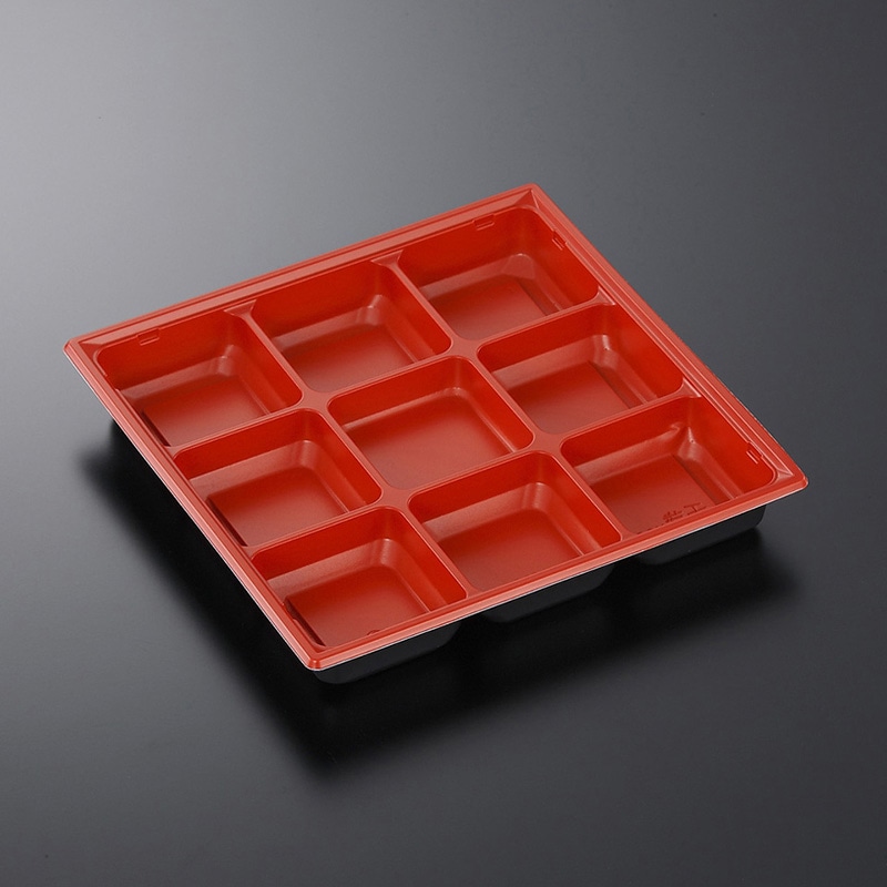 中央化学 弁当容器 CT千歳 本体 K22G 赤-BK 50枚/袋（ご注文単位8袋）【直送品】