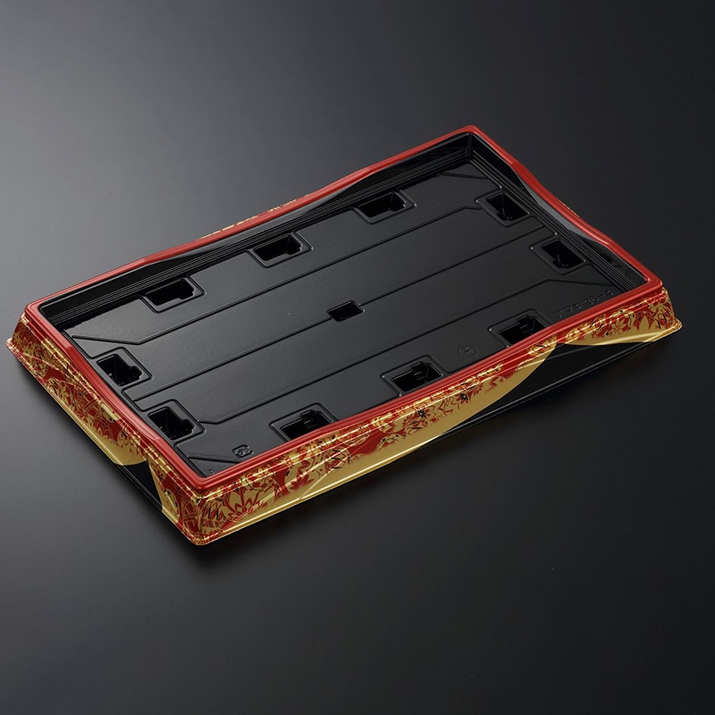 中央化学 寿司容器 HS天城 本体 36-4 すその赤-BK 10枚/袋（ご注文単位20袋）【直送品】