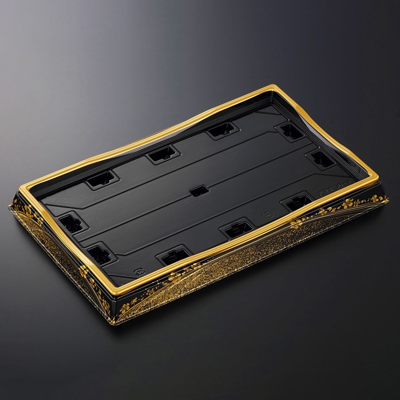 中央化学 寿司容器 HS天城 本体 36-4 まきえ金-BK 10枚/袋（ご注文単位20袋）【直送品】