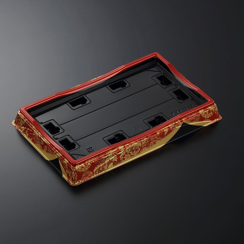 中央化学 寿司容器 HS天城 本体 18-3 すその赤-BK 20枚/袋(ご注文単位12袋)【直送品】