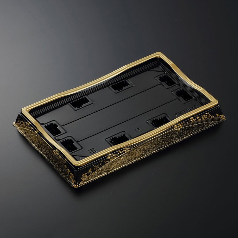 中央化学 寿司容器 HS天城 本体 18-3 まきえ金-BK 20枚/袋(ご注文単位12袋)【直送品】