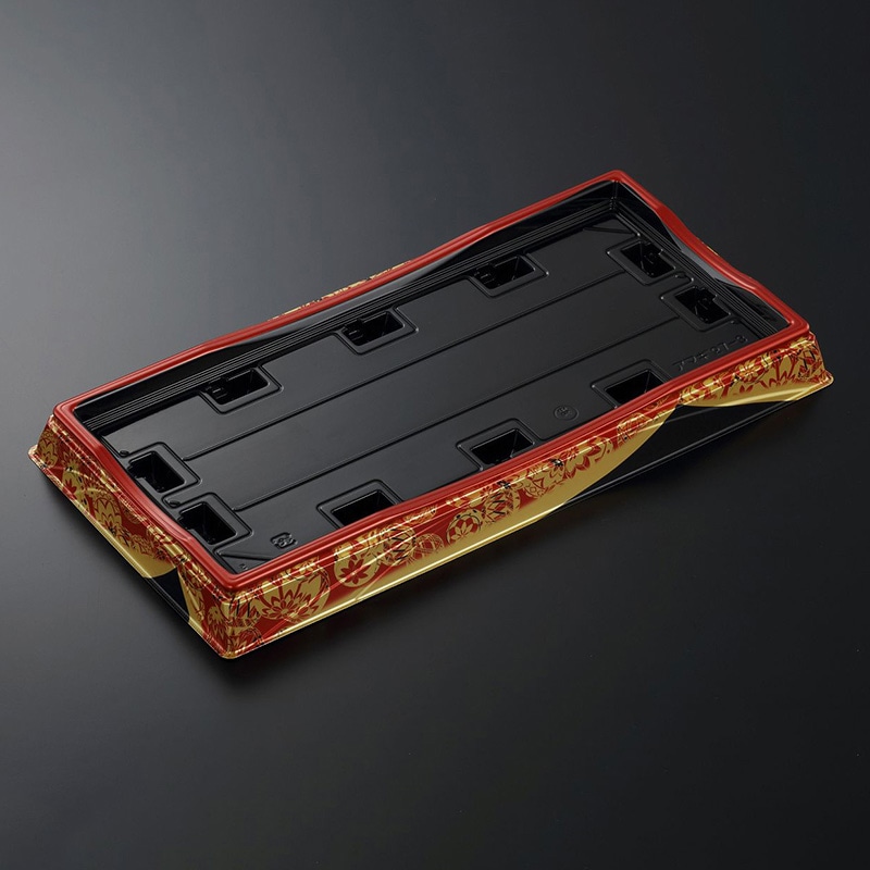 中央化学 寿司容器 HS天城 本体 27-3 すその赤-BK 10枚/袋（ご注文単位24袋）【直送品】