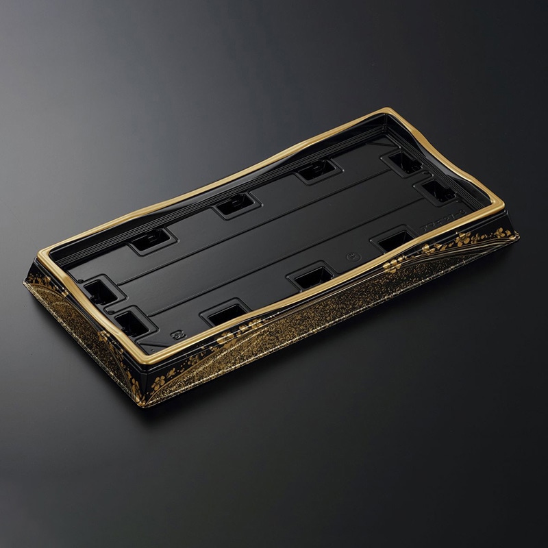 中央化学 寿司容器 HS天城 本体 27-3 まきえ金-BK 10枚/袋（ご注文単位24袋）【直送品】