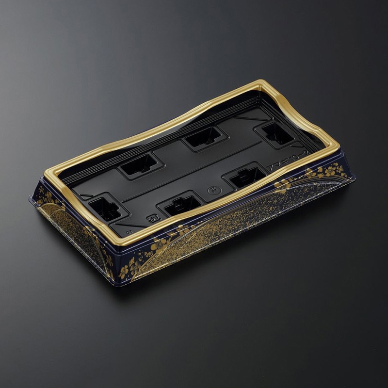 中央化学 寿司容器 HS天城 本体 10-2 まきえ紺-BK 50枚/袋（ご注文単位8袋）【直送品】