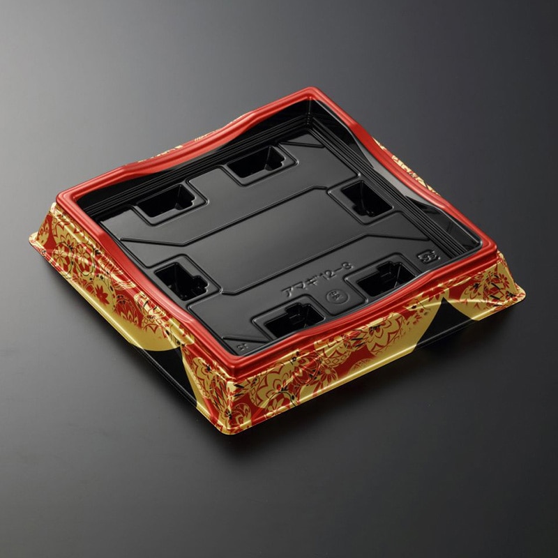 中央化学 寿司容器 HS天城 本体 12-3 すその赤-BK 50枚/袋(ご注文単位6袋)【直送品】