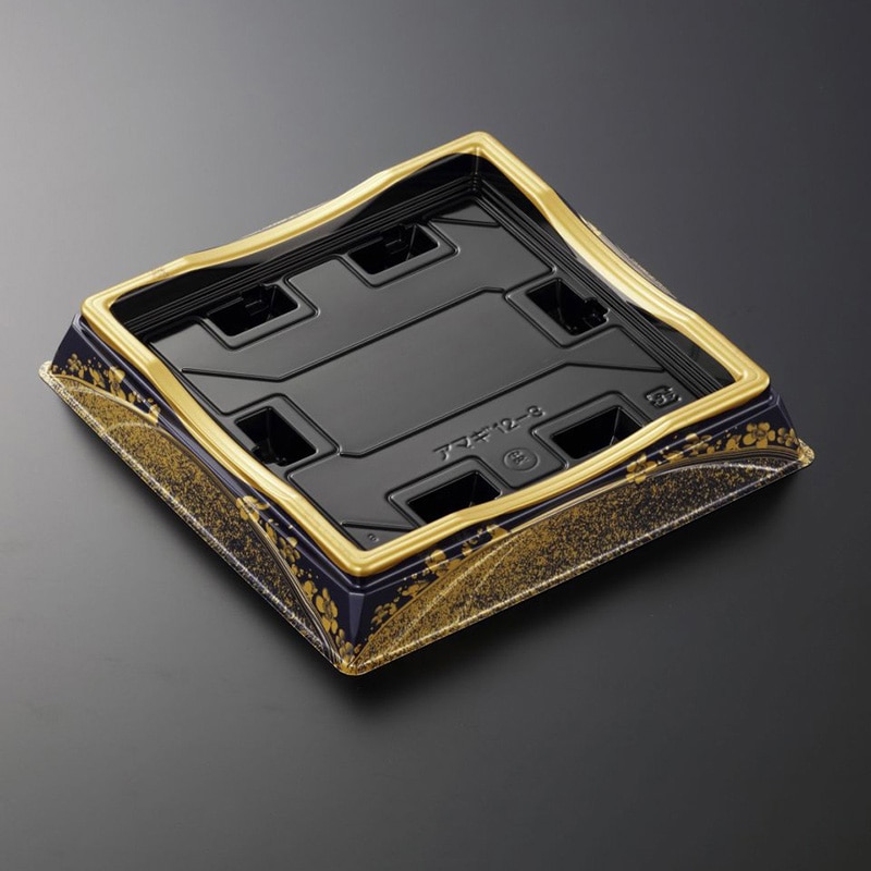 中央化学 寿司容器 HS天城 本体 12-3 まきえ紺-BK 50枚/袋(ご注文単位6袋)【直送品】