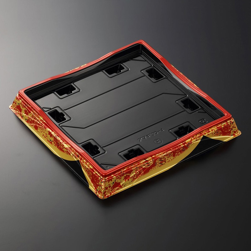 中央化学 寿司容器 HS天城 本体 20-4 すその赤-BK 25枚/袋(ご注文単位8袋)【直送品】