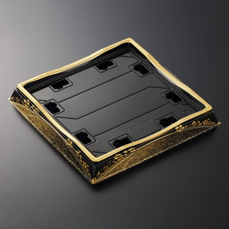 中央化学 寿司容器 HS天城 本体 20-4 まきえ金-BK 25枚/袋(ご注文単位8袋)【直送品】