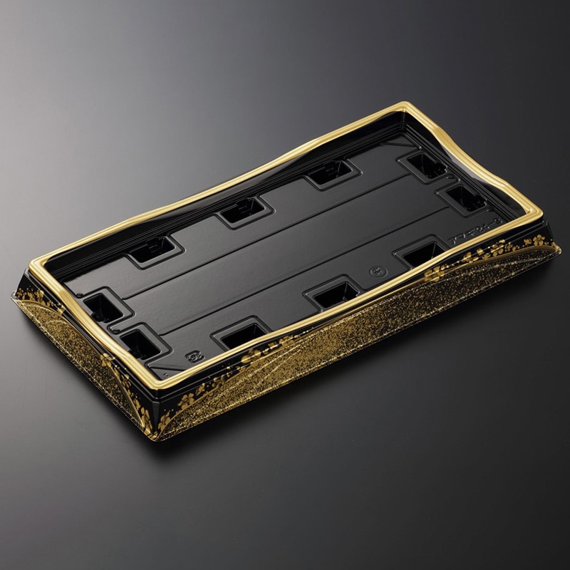 中央化学 寿司容器 HS天城 本体 24-3 まきえ金-BK 20枚/袋（ご注文単位12袋）【直送品】