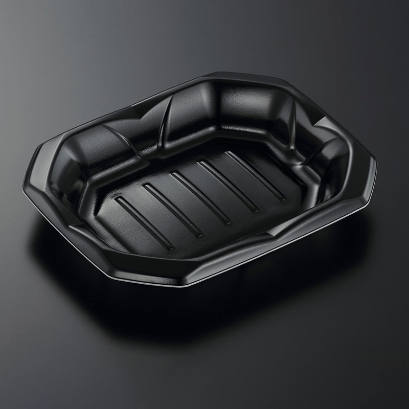 中央化学 精肉トレー 波音桶 20-24F 黒 50枚/袋（ご注文単位8袋）【直送品】