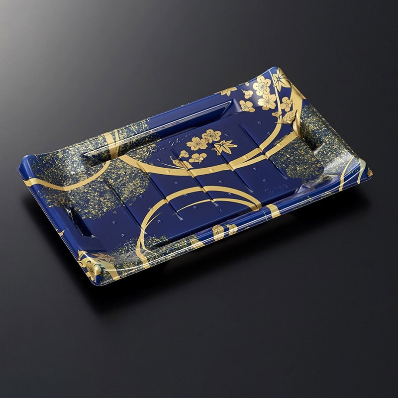 中央化学 寿司容器 HS波ね皿 本体 24-15 松月青-BK 50枚/袋（ご注文単位12袋）【直送品】