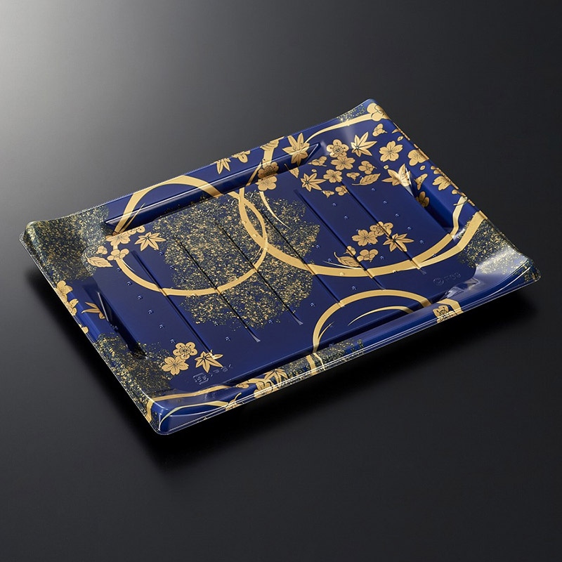 中央化学 寿司容器 HS波ね皿 本体 27-21 松月青-BK 50枚/袋（ご注文単位6袋）【直送品】