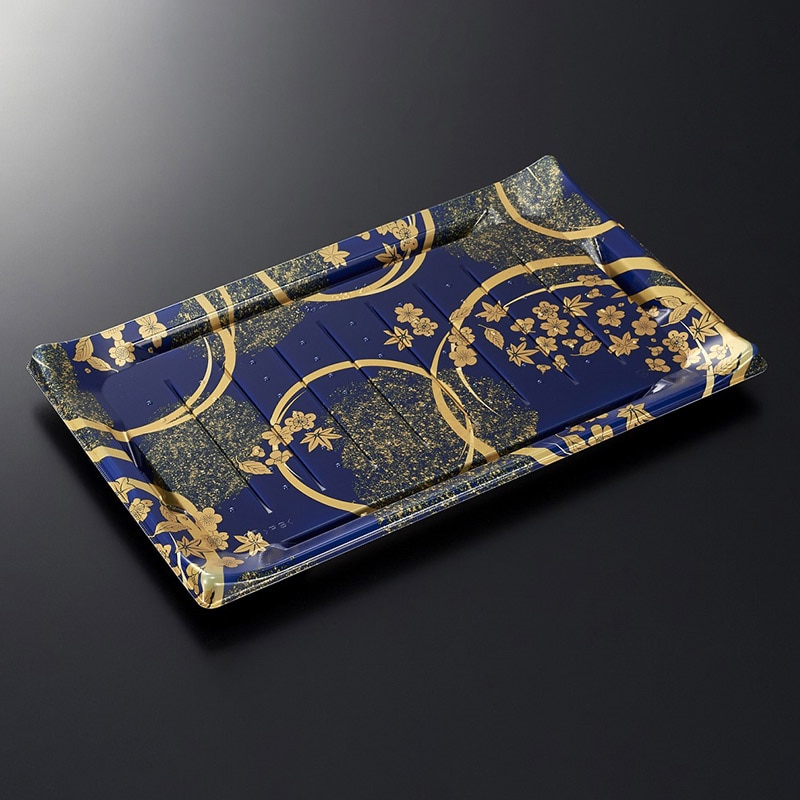 中央化学 寿司容器 HS波ね皿 本体 33-21 松月青-BK 50枚/袋（ご注文単位6袋）【直送品】