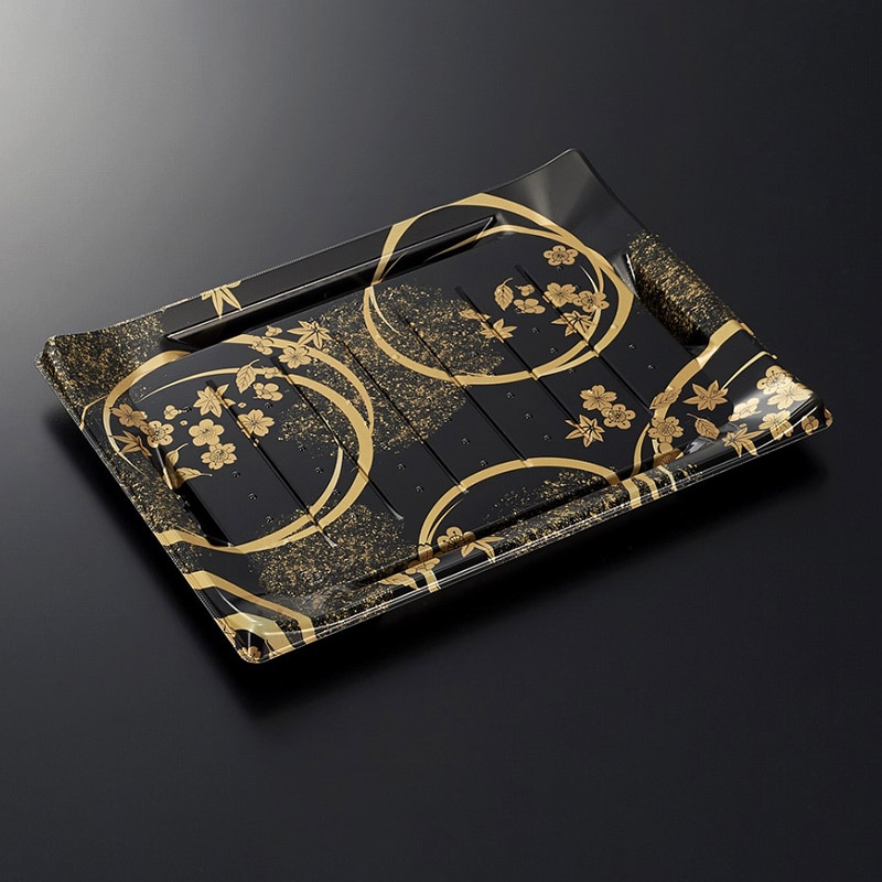 中央化学 寿司容器 HS波ね皿 本体 27-21 松月黒-BK 50枚/袋（ご注文単位6袋）【直送品】