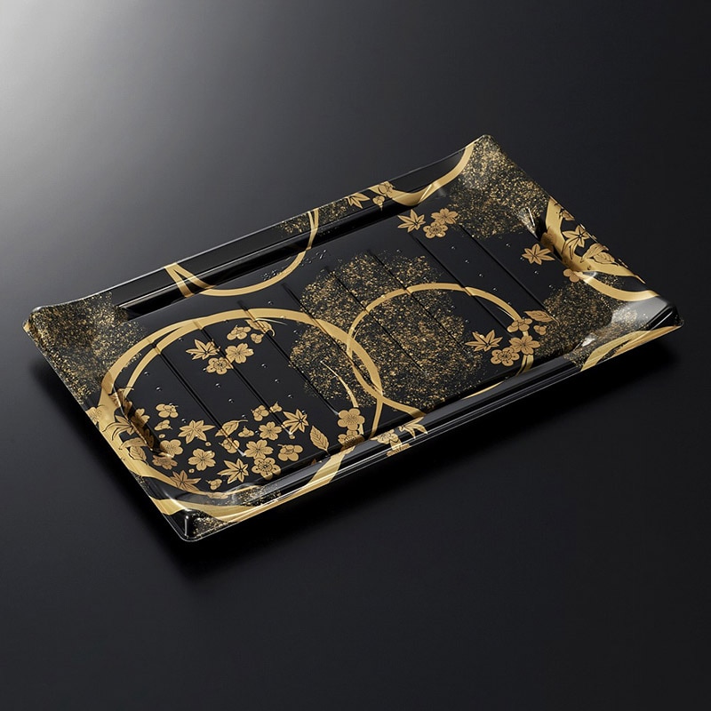 中央化学 寿司容器 HS波ね皿 本体 33-21 松月黒-BK 50枚/袋（ご注文単位6袋）【直送品】