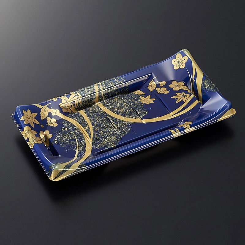 中央化学 寿司容器 HS波ね皿 本体 21-11 松月青-BK 50枚/袋（ご注文単位24袋）【直送品】