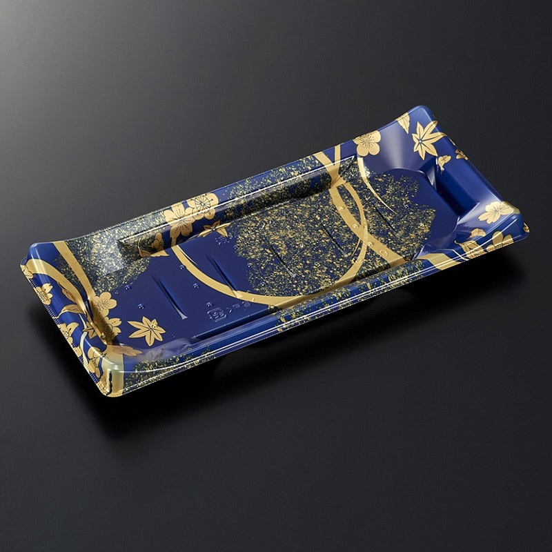 中央化学 寿司容器 HS波ね皿 本体 24-11 松月青-BK 50枚/袋（ご注文単位18袋）【直送品】