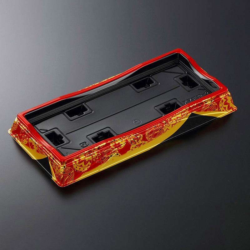 中央化学 寿司容器 HS天城 本体 12-2 すその赤-BK 50枚/袋（ご注文単位6袋）【直送品】