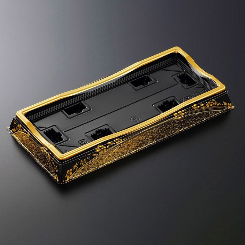 中央化学 寿司容器 HS天城 本体 12-2 まきえ金-BK 50枚/袋（ご注文単位6袋）【直送品】