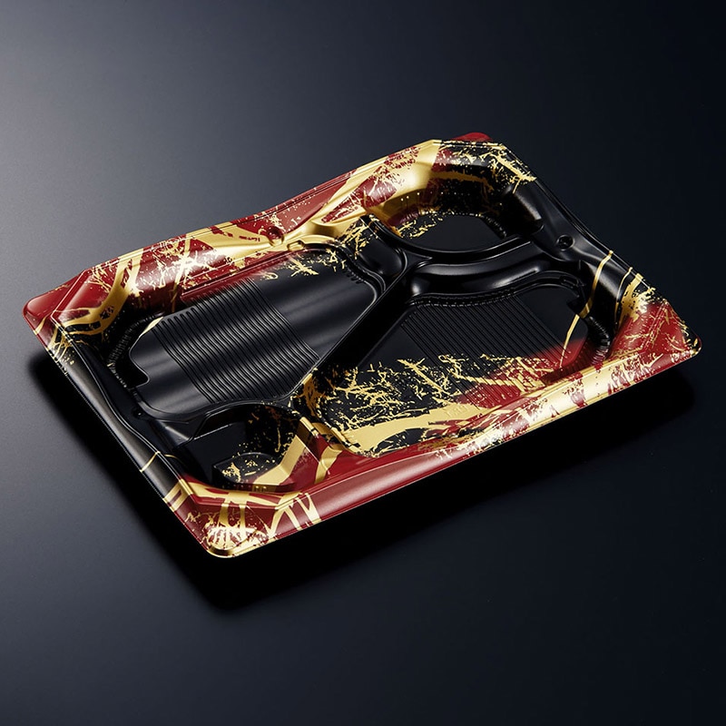 中央化学 弁当容器 CT波音V 本体 24-17C きやまR-BK 50枚/袋(ご注文単位12袋)【直送品】