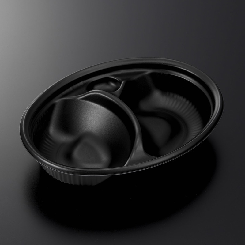 中央化学 軽食容器 SDビストロ 本体 M24-18仕切 BK 50枚/袋（ご注文単位9袋）【直送品】