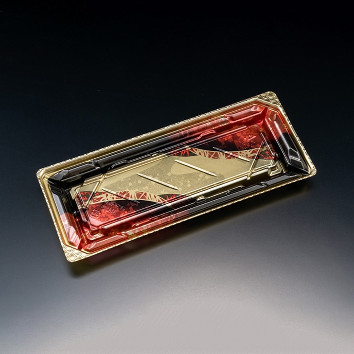 リスパック 寿司容器　バイオPET　美枠寿司　本体 1-5B FAPR092　あでやか赤 50枚/袋（ご注文単位16袋）【直送品】