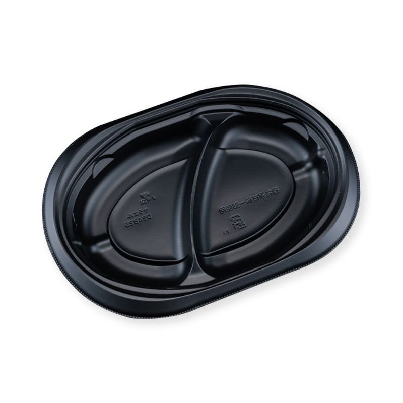 リスパック プレート容器 バイオデリカ サラエル D24B2S 本体 黒 50枚/袋