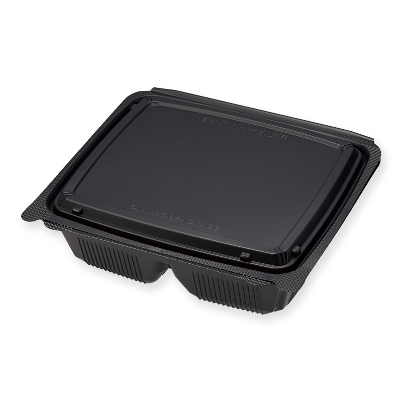 リスパック 弁当容器　バイオデリカ嵌合弁当 4S 黒 25枚/袋（ご注文単位8袋）【直送品】