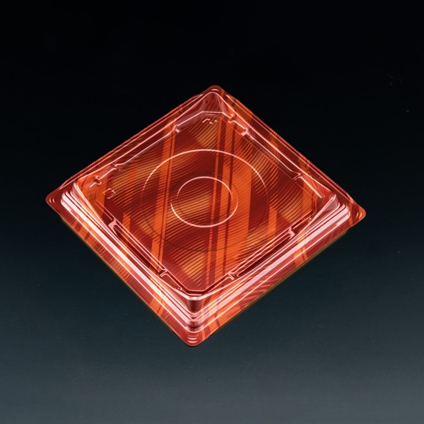 リスパック デザート容器 バイオカップキューブルック 本体 17 レッド 50枚/袋(ご注文単位8袋)【直送品】