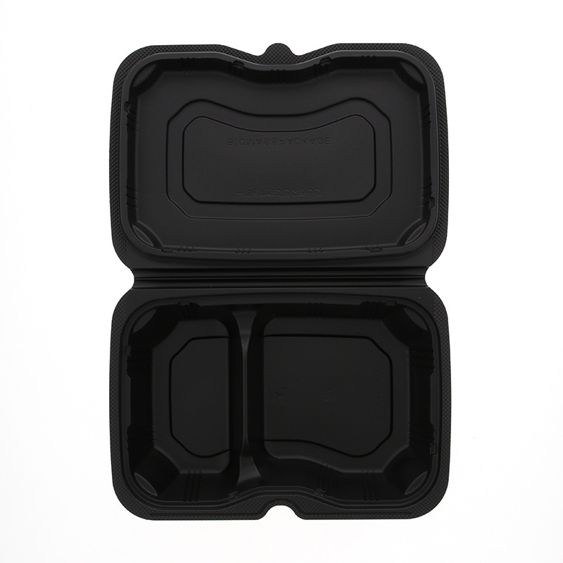 リスパック 弁当容器 バイオデリカシェルBOX 60-1 黒 25枚/袋