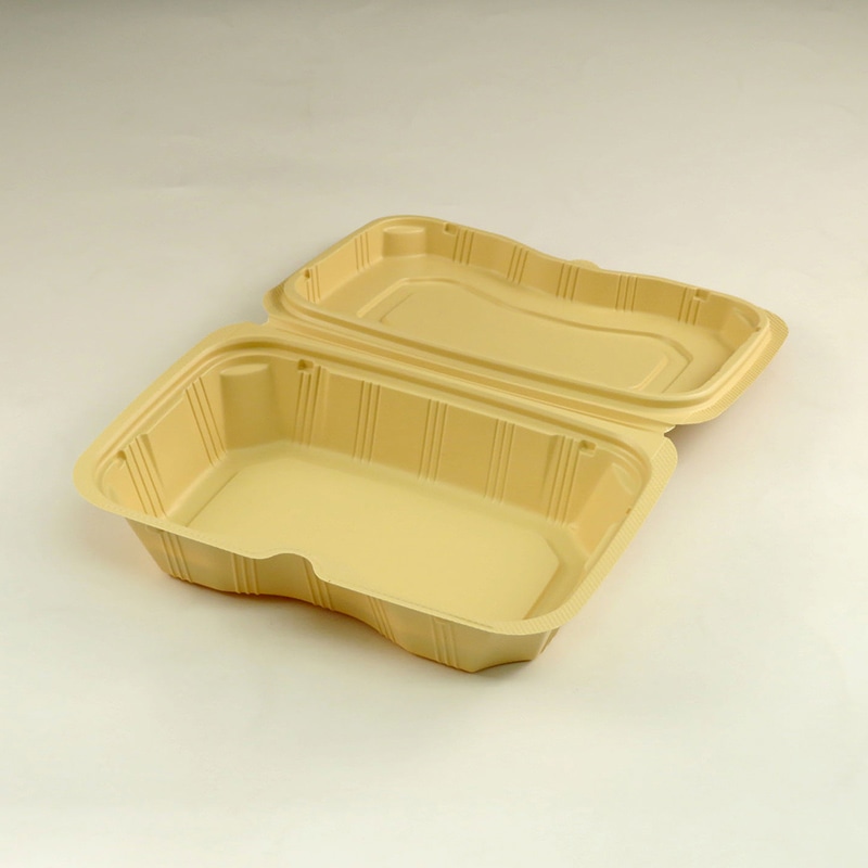 リスパック 一体式弁当容器 バイオデリカ シェルBOX 60 RHDT152 クラフトB 25枚/袋(ご注文単位8袋)【直送品】