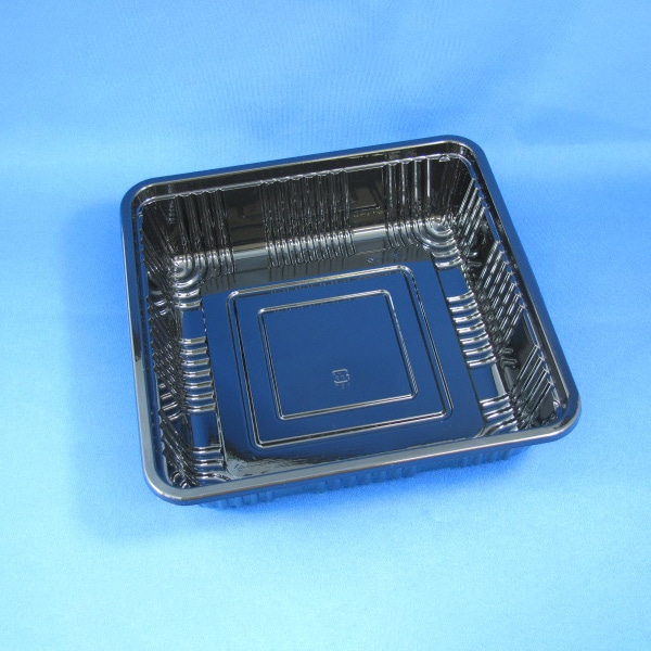 >リスパック 青果容器　フルーツ K-82 黒 100枚/袋（ご注文単位8袋）【直送品】