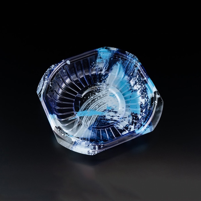 リスパック 冷やし麺容器　バイオピタリ　本体 195-42B　海洋青 PBAA624 100枚/袋（ご注文単位4袋）【直送品】