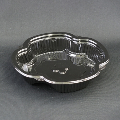 リスパック サラダ容器 クリーンカップ よつば 本体 17-35 B 黒 PAPR911 50枚/袋（ご注文単位8袋）【直送品】