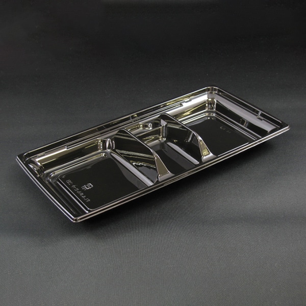 リスパック 冷麺セット容器 A-PET すし＆めんセット 本体 2B 黒 RRAI326 50枚/袋（ご注文単位12袋）【直送品】