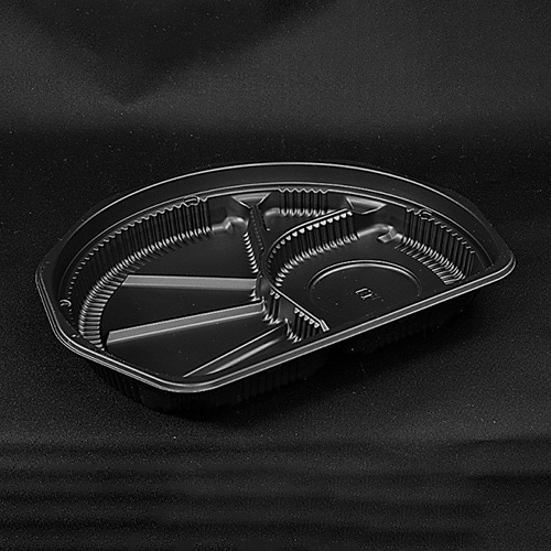 リスパック つけ麺容器　麺コンボ　本体 1B RRAI632　黒 50枚/袋（ご注文単位12袋）【直送品】