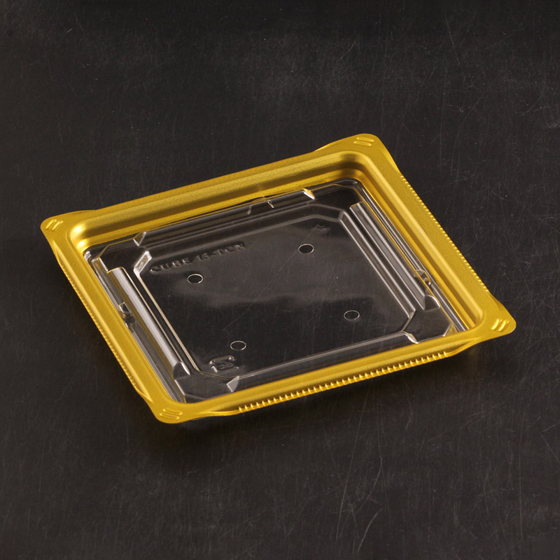 リスパック 青果容器　クリーンカップ　キューブ　内嵌合蓋 13-TCN　穴　4H 金 50枚/袋（ご注文単位12袋）【直送品】