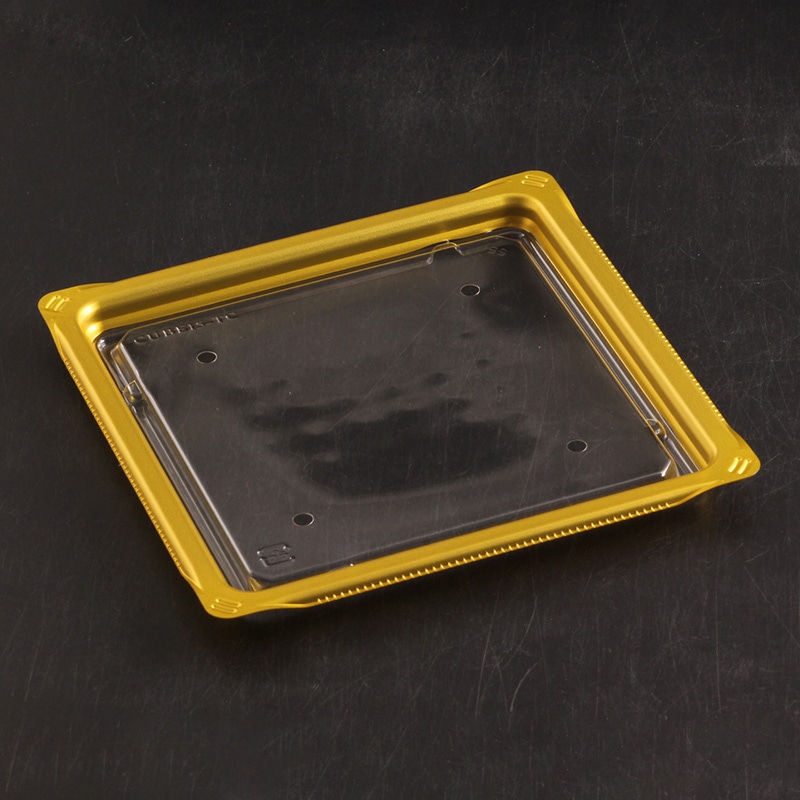 リスパック 青果容器 クリーンカップ キューブ 内嵌合蓋 15-TC 穴 4H 金 50枚/袋(ご注文単位12袋)【直送品】