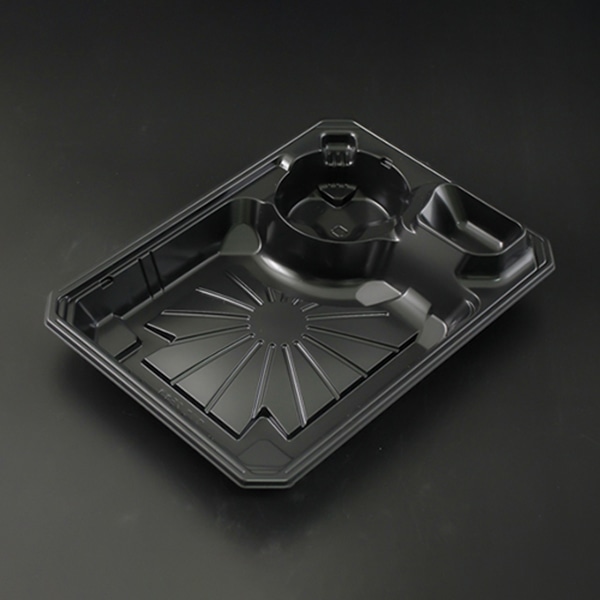 リスパック 冷麺セット容器 割り子 本体 25 黒 RRAI851 100枚/袋（ご注文単位6袋）【直送品】