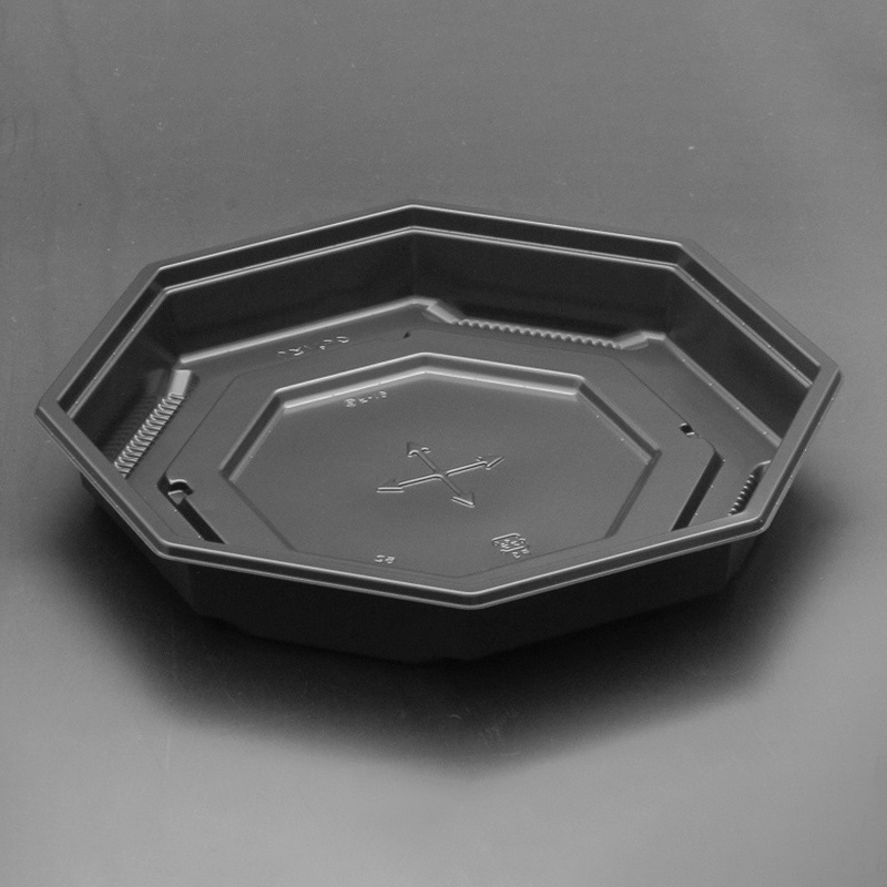 リスパック 弁当容器　饗膳八角　本体 20B　黒 RHHK601 50枚/袋（ご注文単位12袋）【直送品】