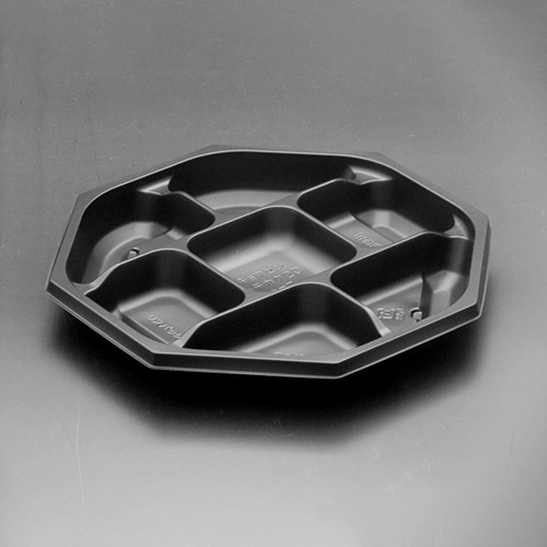 リスパック 弁当容器　饗膳八角　中皿7 20 RHHK631　黒 50枚/袋（ご注文単位12袋）【直送品】