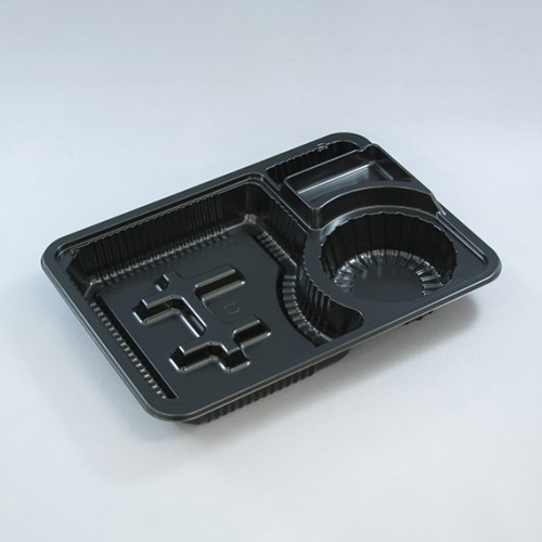 リスパック 冷麺セット容器 A-PET 割り子 本体 15-2 黒 RRAI786 100枚/袋（ご注文単位6袋）【直送品】