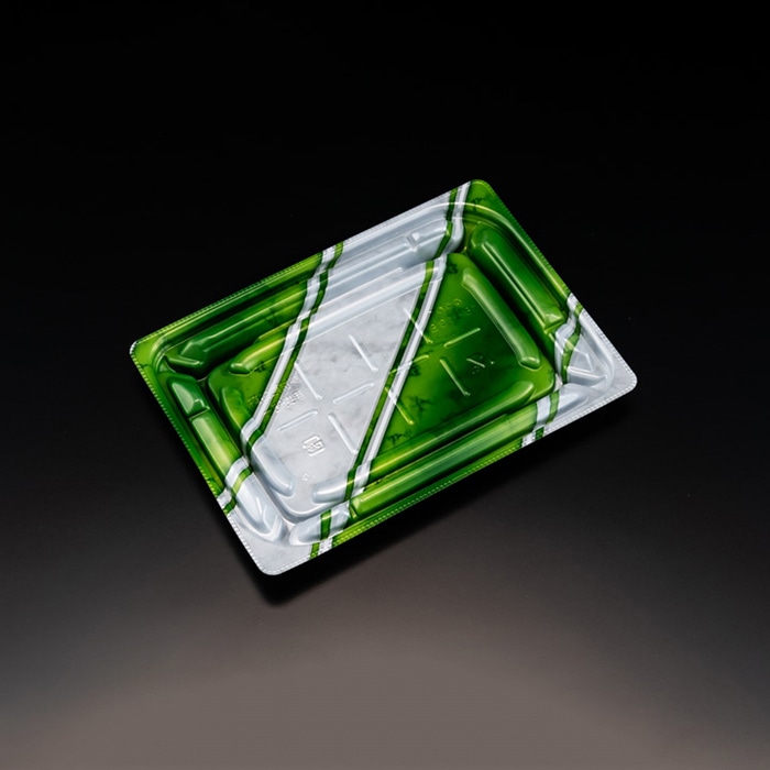 >リスパック 惣菜容器 バイオデリカ優枠 本体 18-13B RHBU554 K-ルネ緑 50枚/袋(ご注文単位16袋)【直送品】