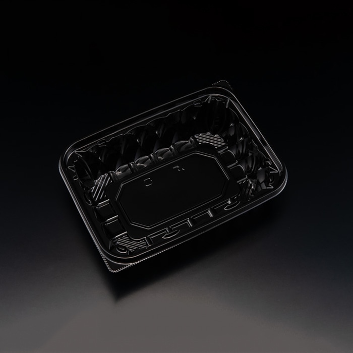 リスパック 惣菜容器 バイオアソートケース 本体 20-14B(48) PBPU682 黒 50枚/袋(ご注文単位16袋)【直送品】