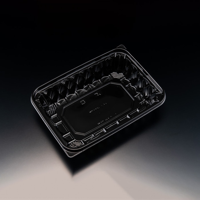 リスパック 惣菜容器 バイオアソートケース 本体 22-16B(48) PBPU832 黒 50枚/袋(ご注文単位12袋)【直送品】