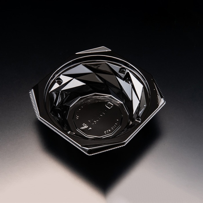 リスパック 惣菜容器　バイオキラカク　本体 13-45B PBPV212　黒 50枚/袋（ご注文単位24袋）【直送品】