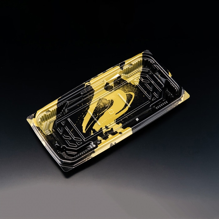 リスパック 刺身容器 バイオ流派 本体 25-12B 平 FAPK373 いとど金BK 50枚/袋(ご注文単位16袋)【直送品】